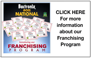 Company franchising program flyer of mold treatment company Bactronix in Moon, PA